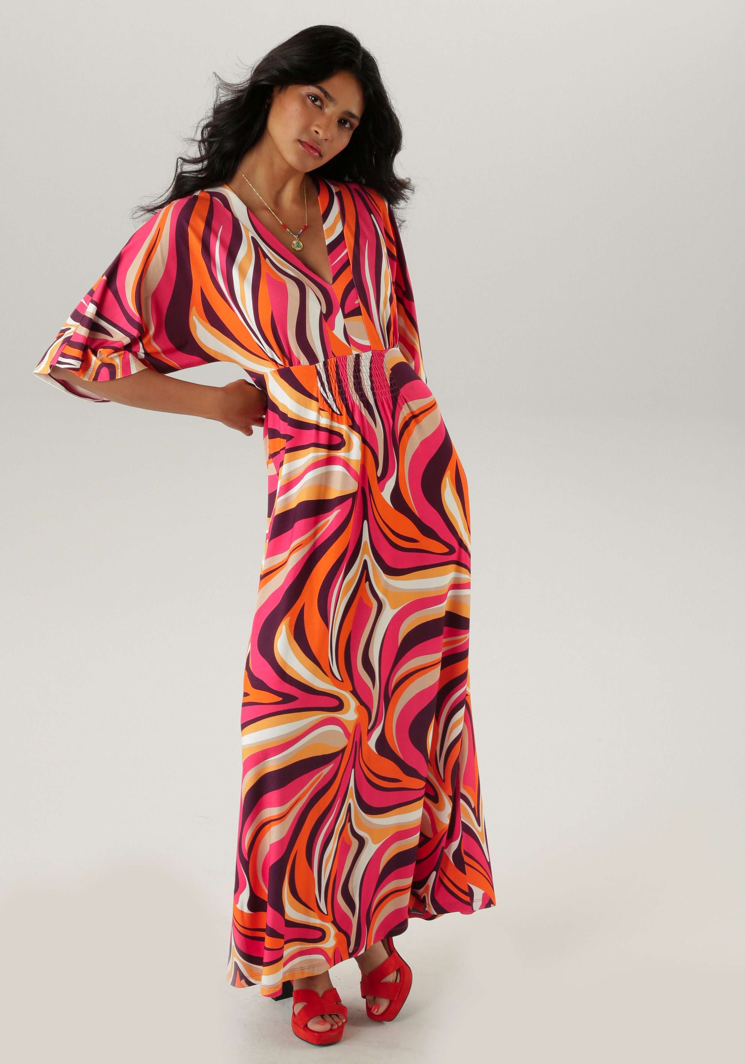 Aniston SELECTED Maxikleid, mit weiten, 3/4-langen Ärmeln günstig online kaufen