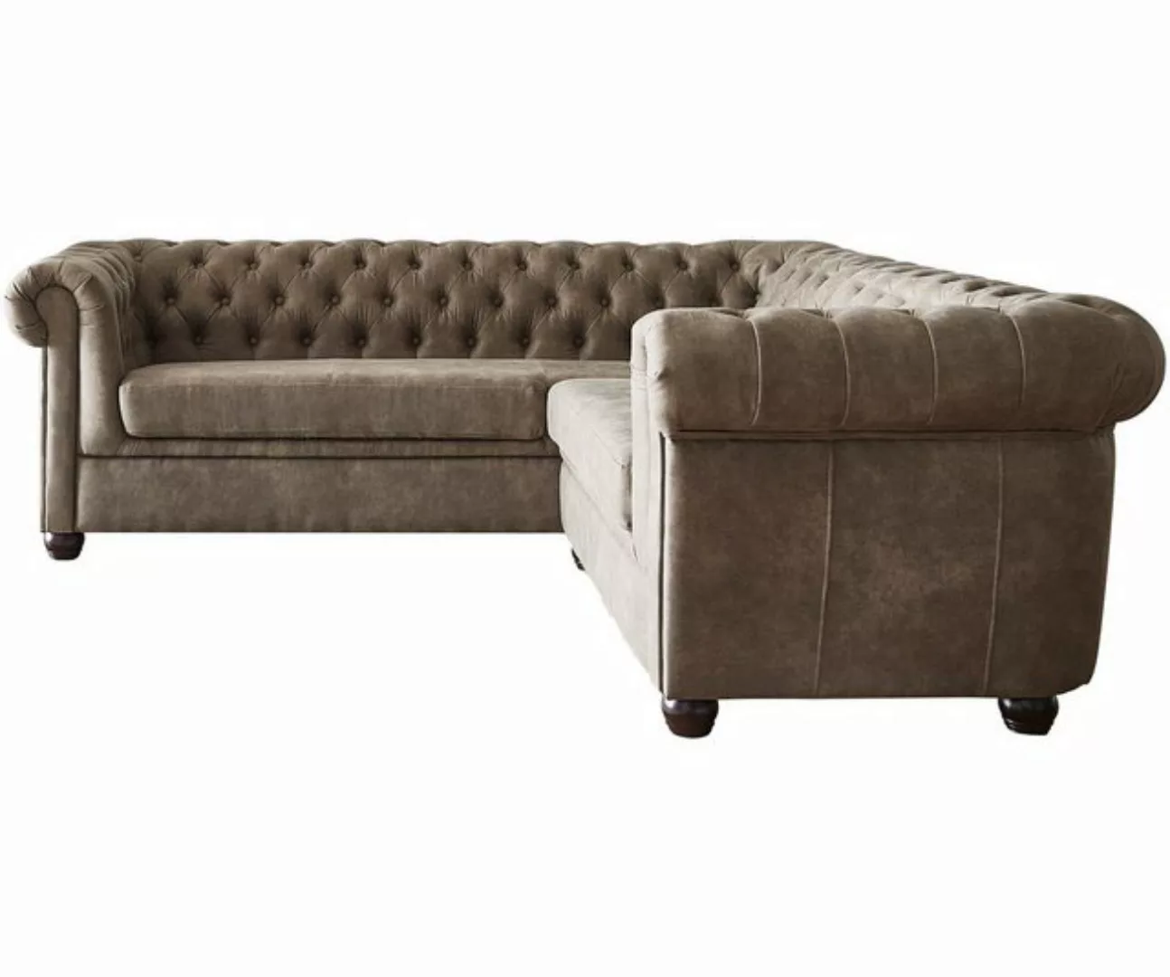 DELIFE Ecksofa Chesterfield, 209 cm Taupe Abgesteppt günstig online kaufen