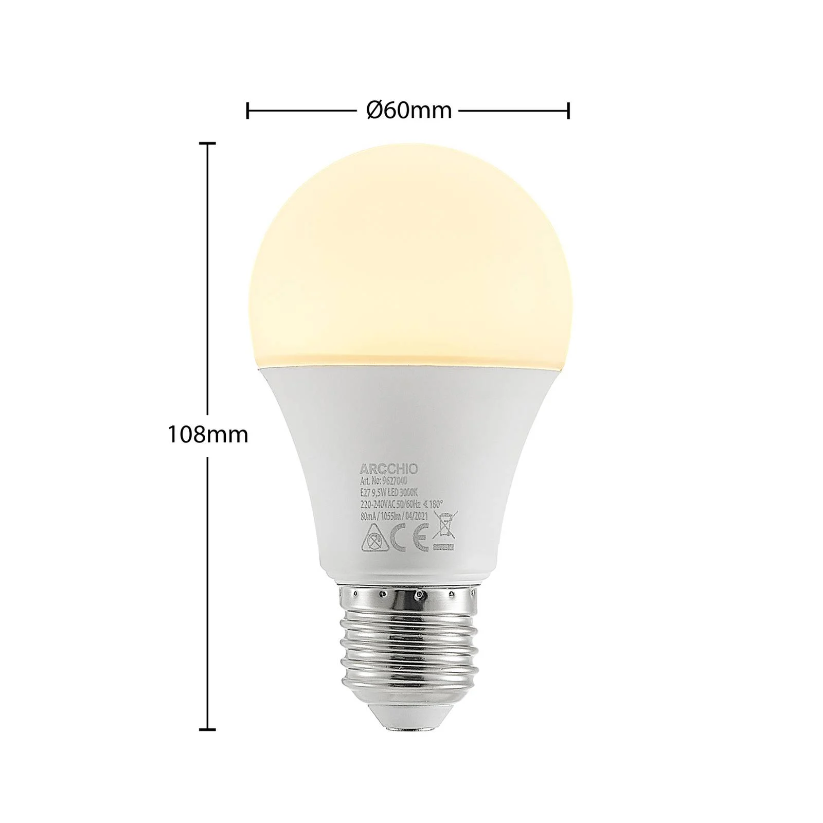 Arcchio LED-Leuchtmittel E27 A60 9,5W opal 3.000K 1055lm günstig online kaufen