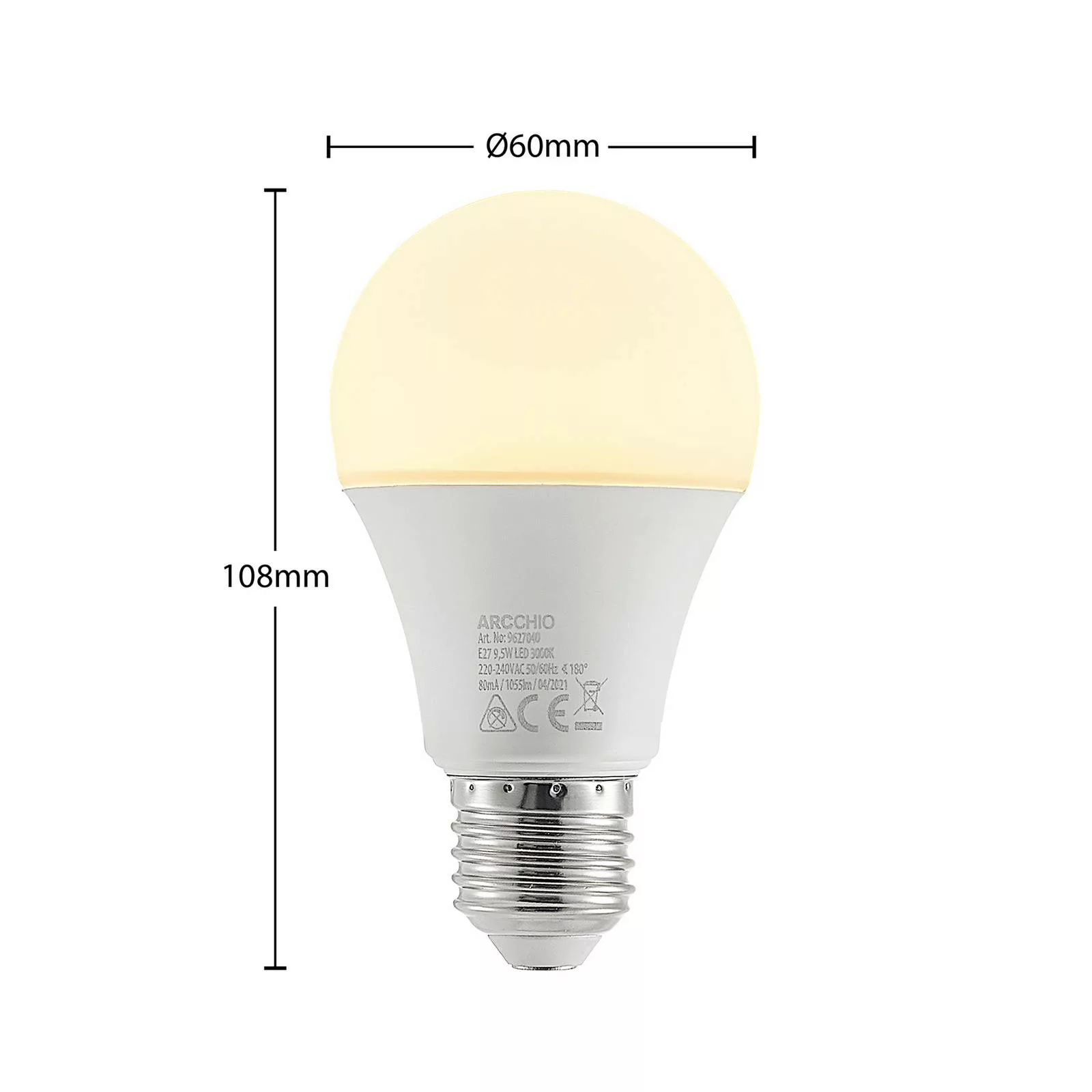 Arcchio LED-Leuchtmittel E27 A60 9,5W opal 3.000K 1055lm günstig online kaufen