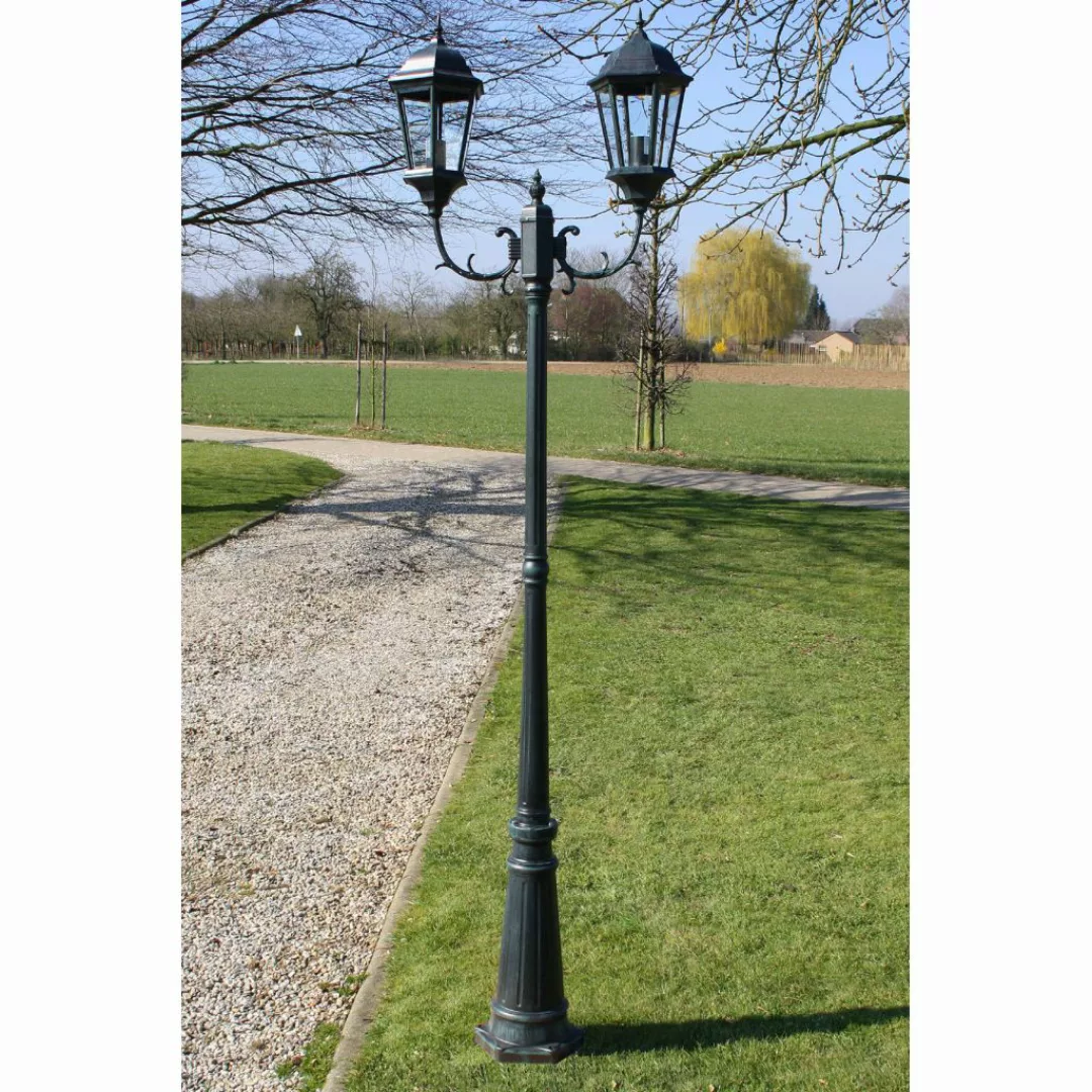 Gartenlaterne 2-flammig 230 Cm Dunkelgrün/schwarz Aluminium günstig online kaufen