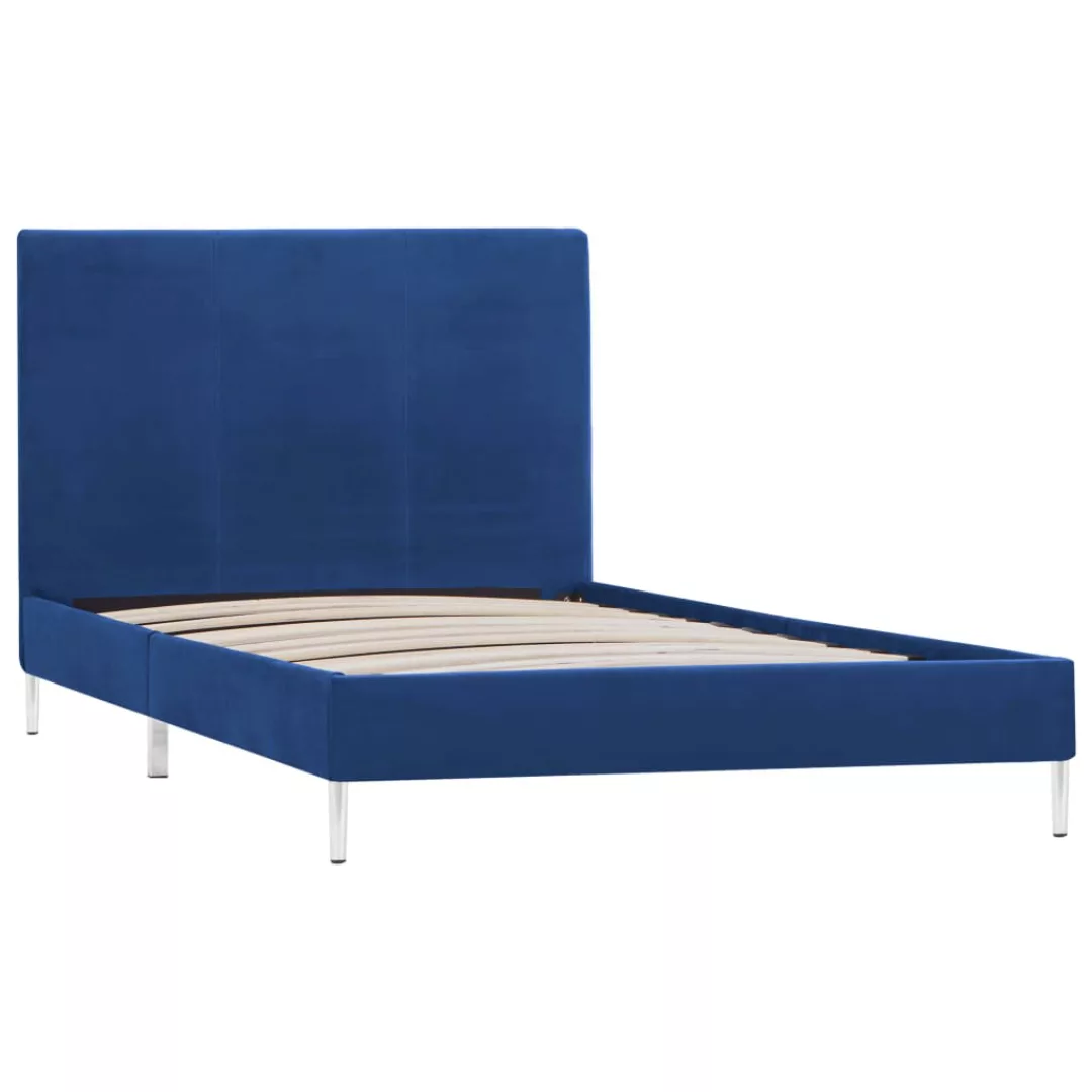 Bettgestell Blau Stoff 90×200 Cm günstig online kaufen