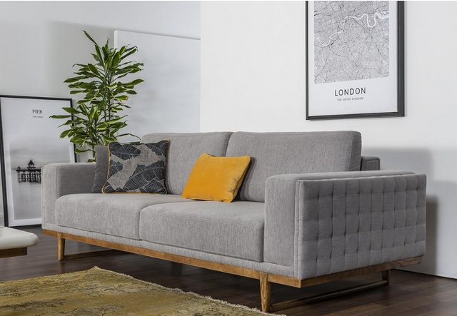 JVmoebel 3-Sitzer Dreisitzer Sofa 3 Sitzer Stoffsofa Sofas Modern Grau Stof günstig online kaufen