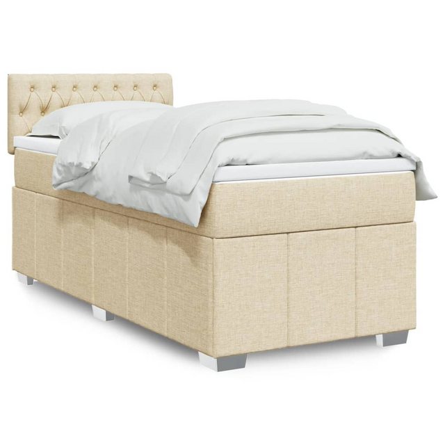 vidaXL Boxspringbett, Boxspringbett mit Matratze Creme 100x200 cm Stoff günstig online kaufen