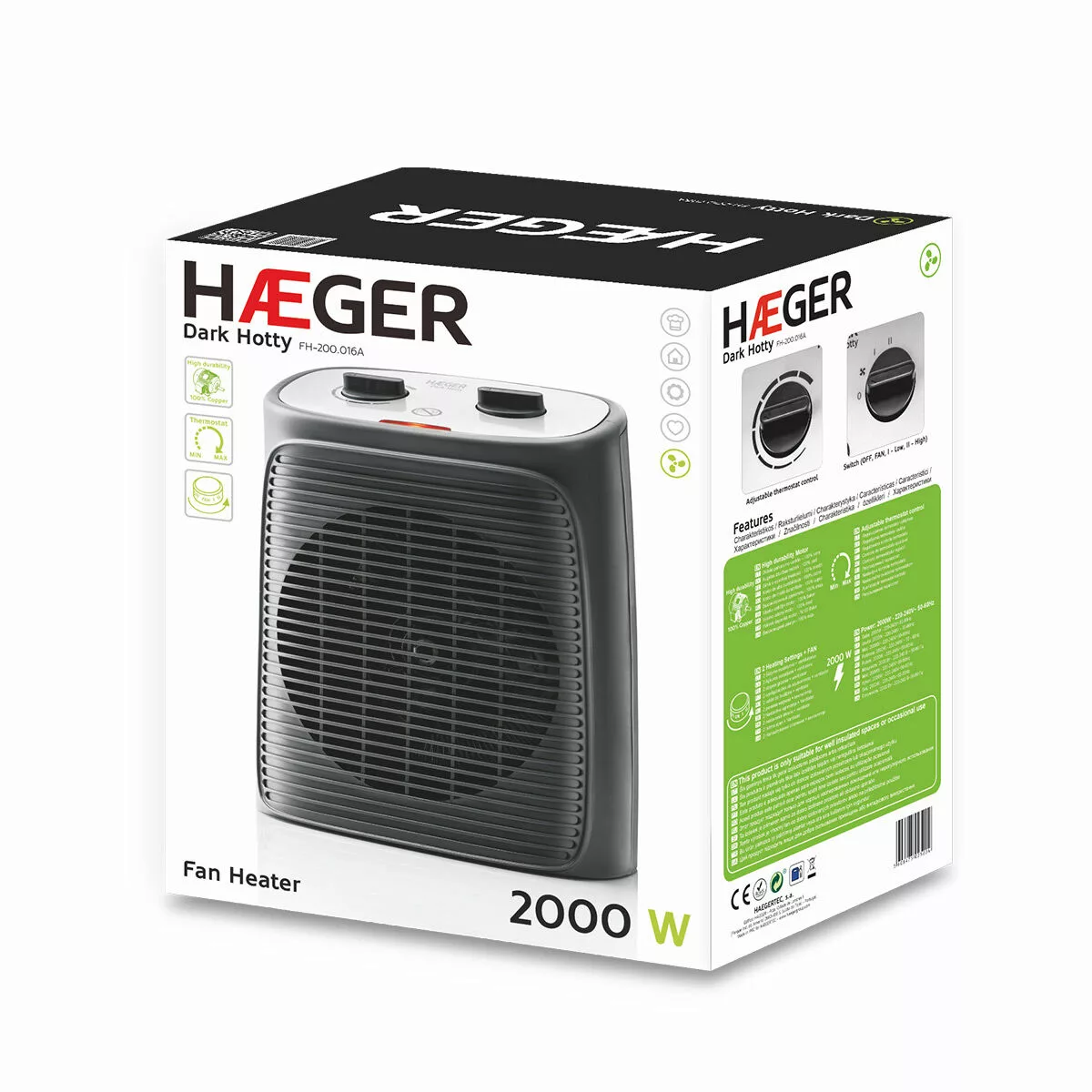 Tragbarer Heizlüfter Haeger Hotty 2000 W günstig online kaufen