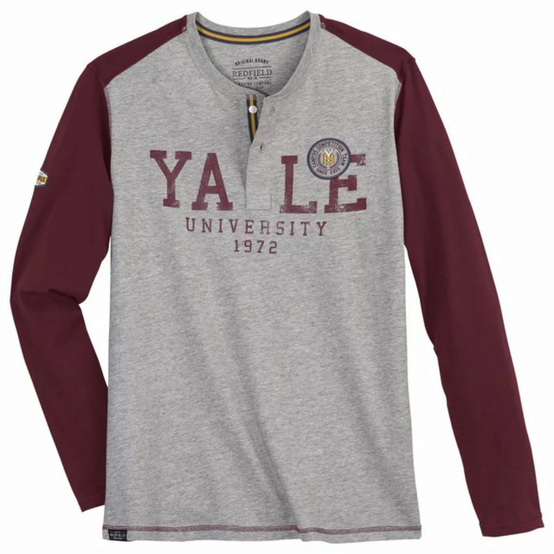 redfield Langarmshirt Redfield XXL Henley Langarmshirt YALE weinrot/grau günstig online kaufen