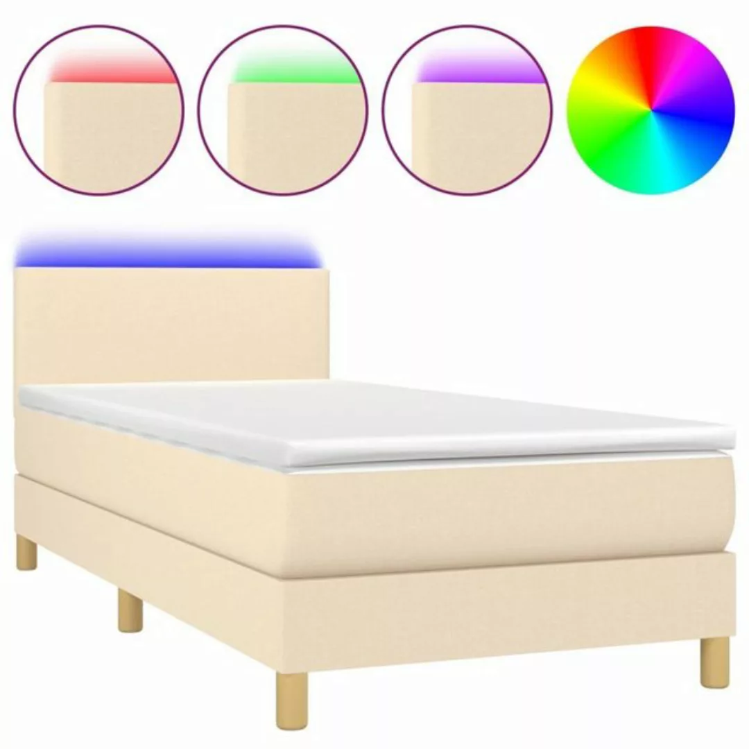 vidaXL Boxspringbett Boxspringbett mit Matratze LED Creme 80x200 cm Stoff B günstig online kaufen