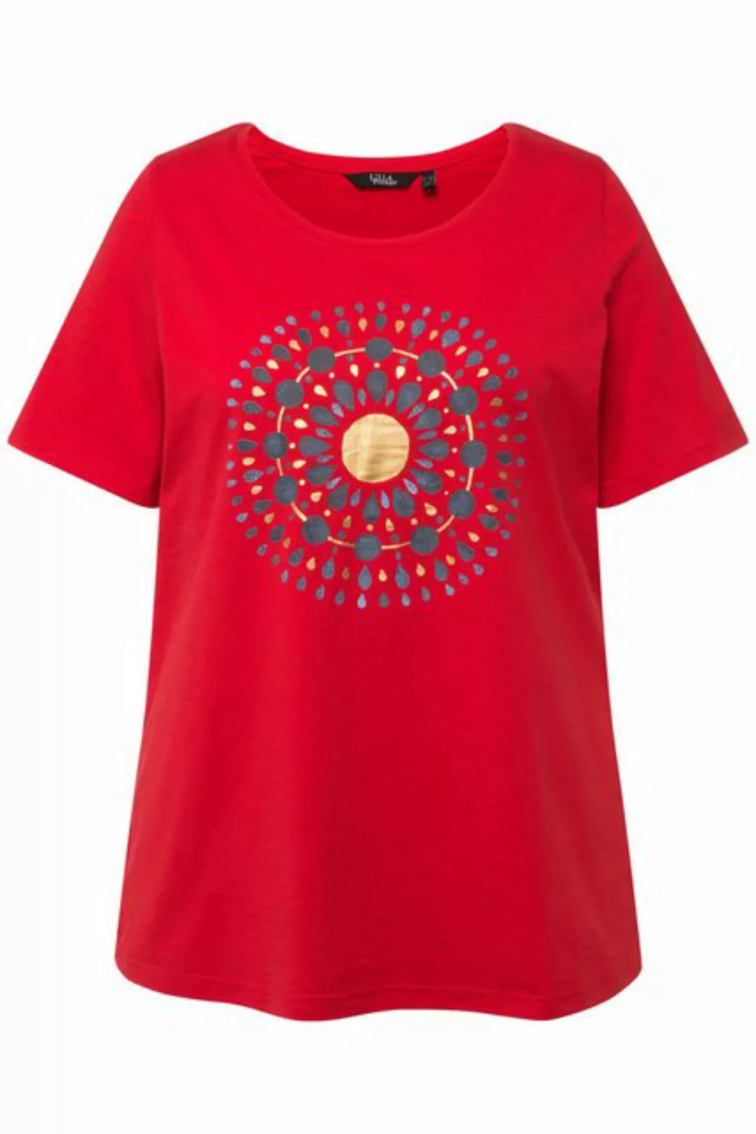 Ulla Popken Rundhalsshirt T-Shirt Mandala A-Linie Rundhals Halbarm günstig online kaufen