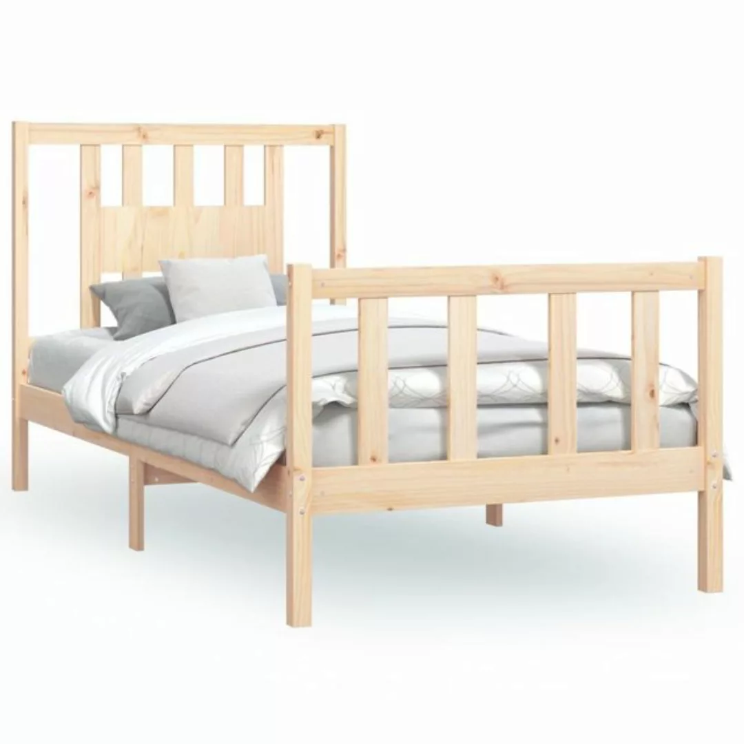 vidaXL Bettgestell Massivholzbett mit Kopfteil Kiefer 100x200 cm Bett Bettg günstig online kaufen