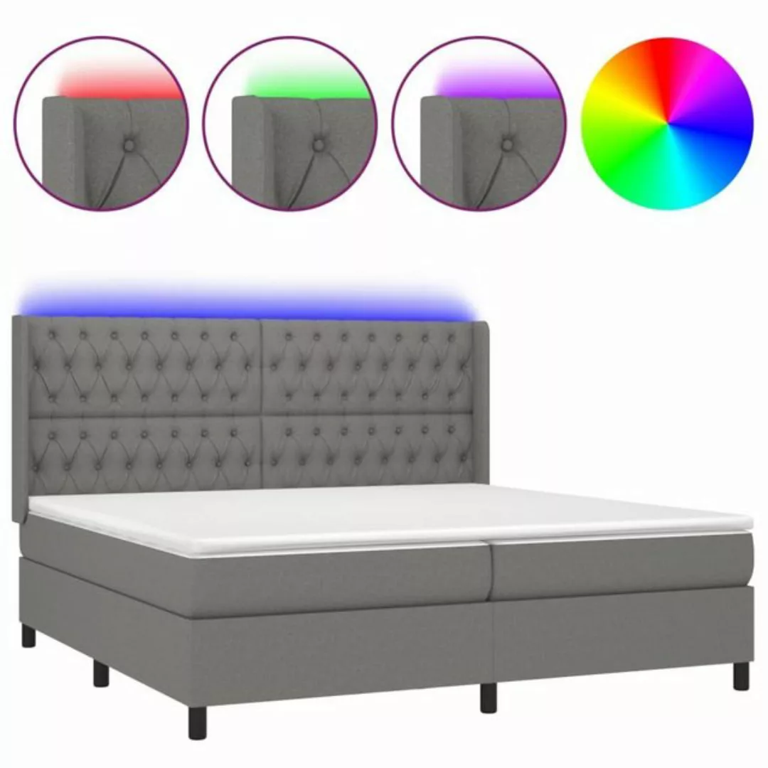 vidaXL Boxspringbett Boxspringbett mit Matratze LED Dunkelgrau 200x200 cm S günstig online kaufen