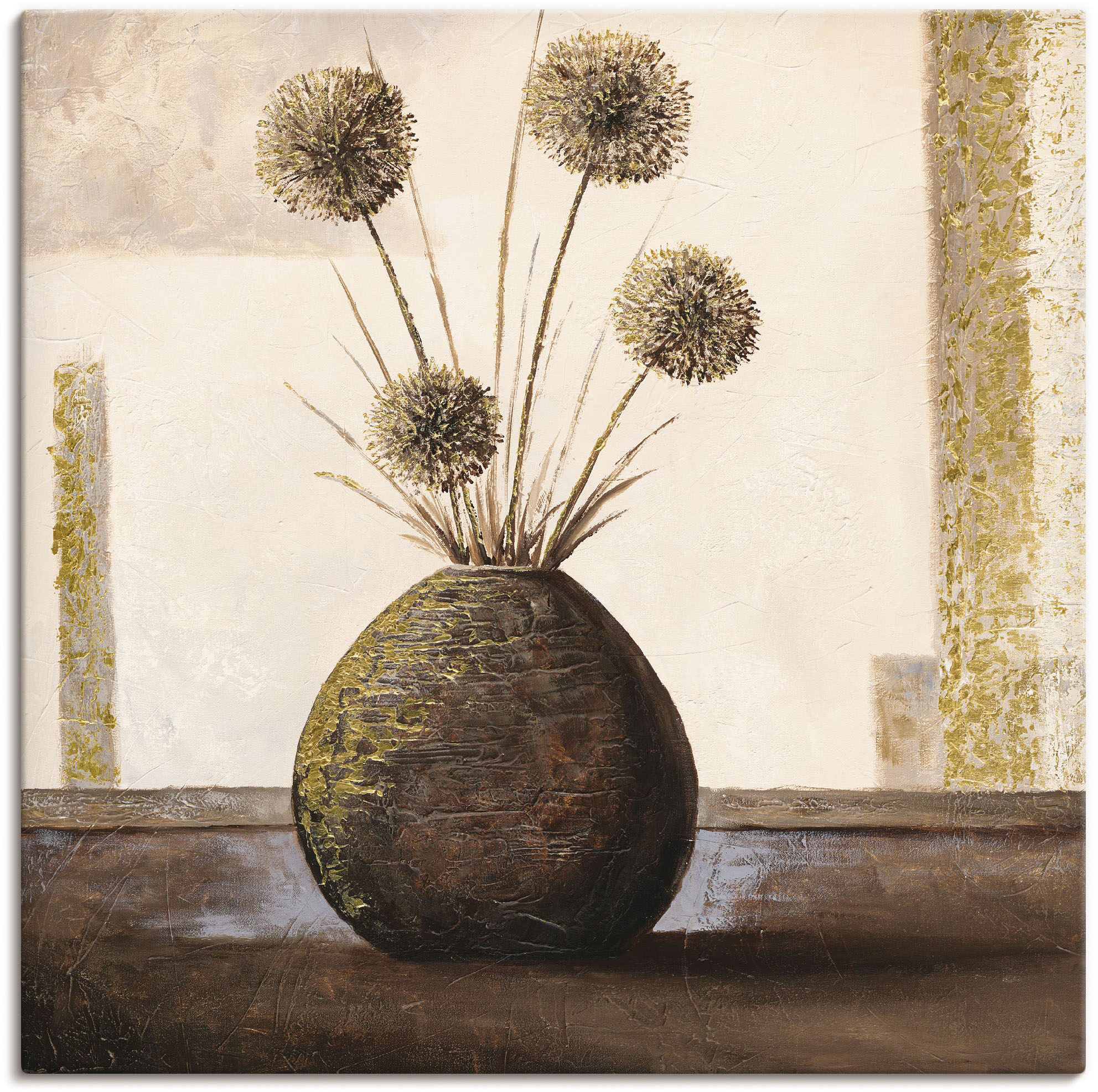 Artland Leinwandbild »Goldene Vasen II«, Vasen & Töpfe, (1 St.), auf Keilra günstig online kaufen