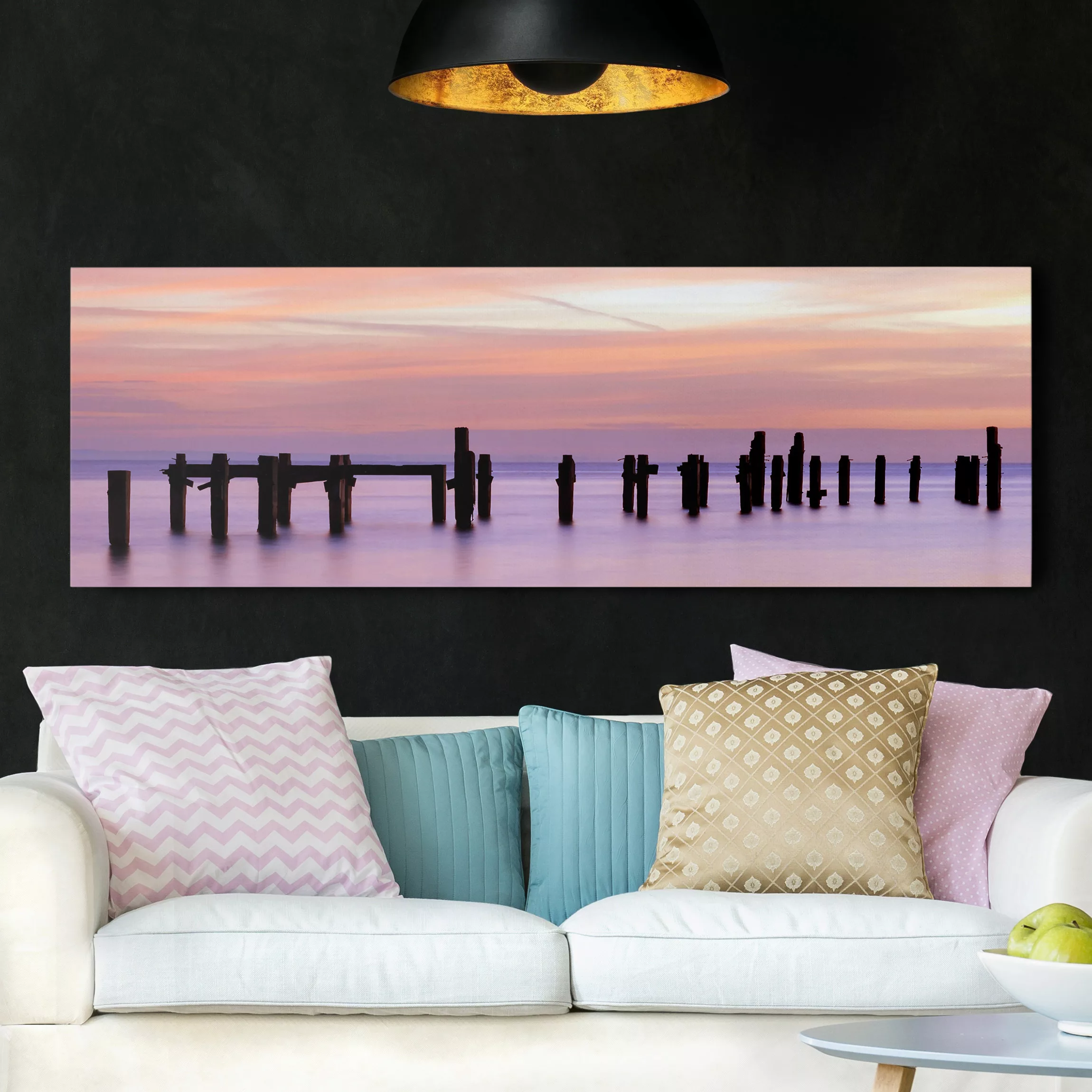 Leinwandbild Sonnenuntergang - Panorama Meeresromantik günstig online kaufen