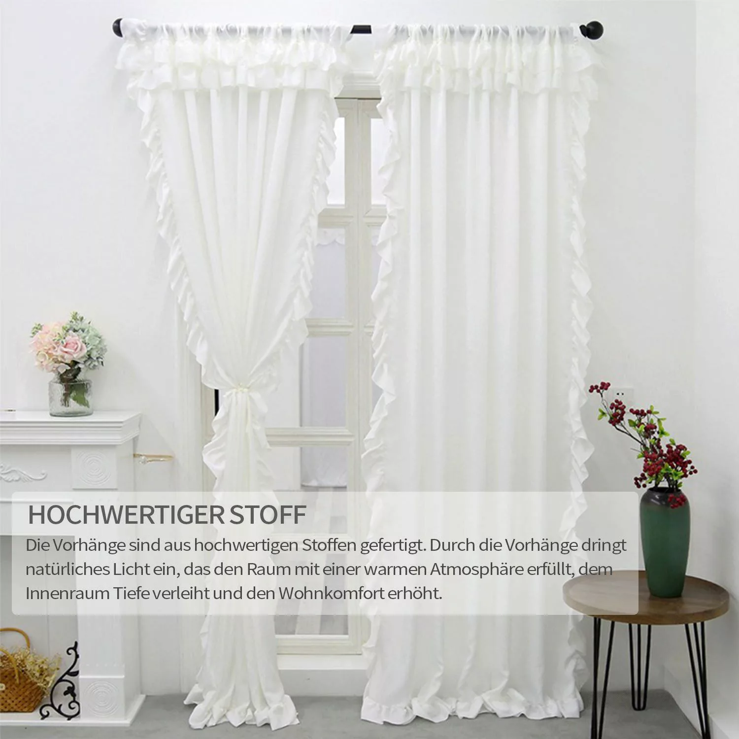 Refttenw Vorhang Weiß Vorhänge Boho Gardinen günstig online kaufen