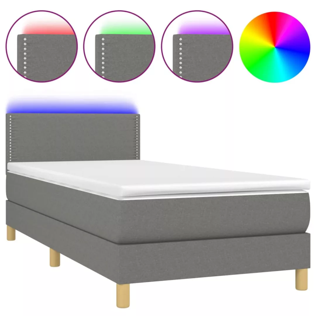 vidaXL Bettgestell Boxspringbett mit Matratze LED Dunkelgrau 90x200 cm Stof günstig online kaufen