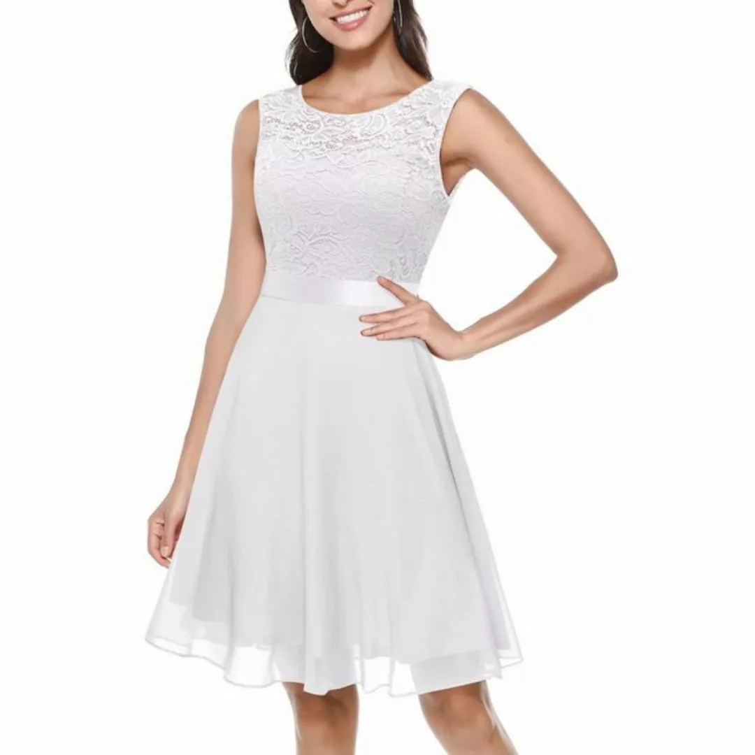 B.X Abendkleid Damen Cocktailkleid Spitze ärmellos V-Ausschnitt hinten Hepb günstig online kaufen