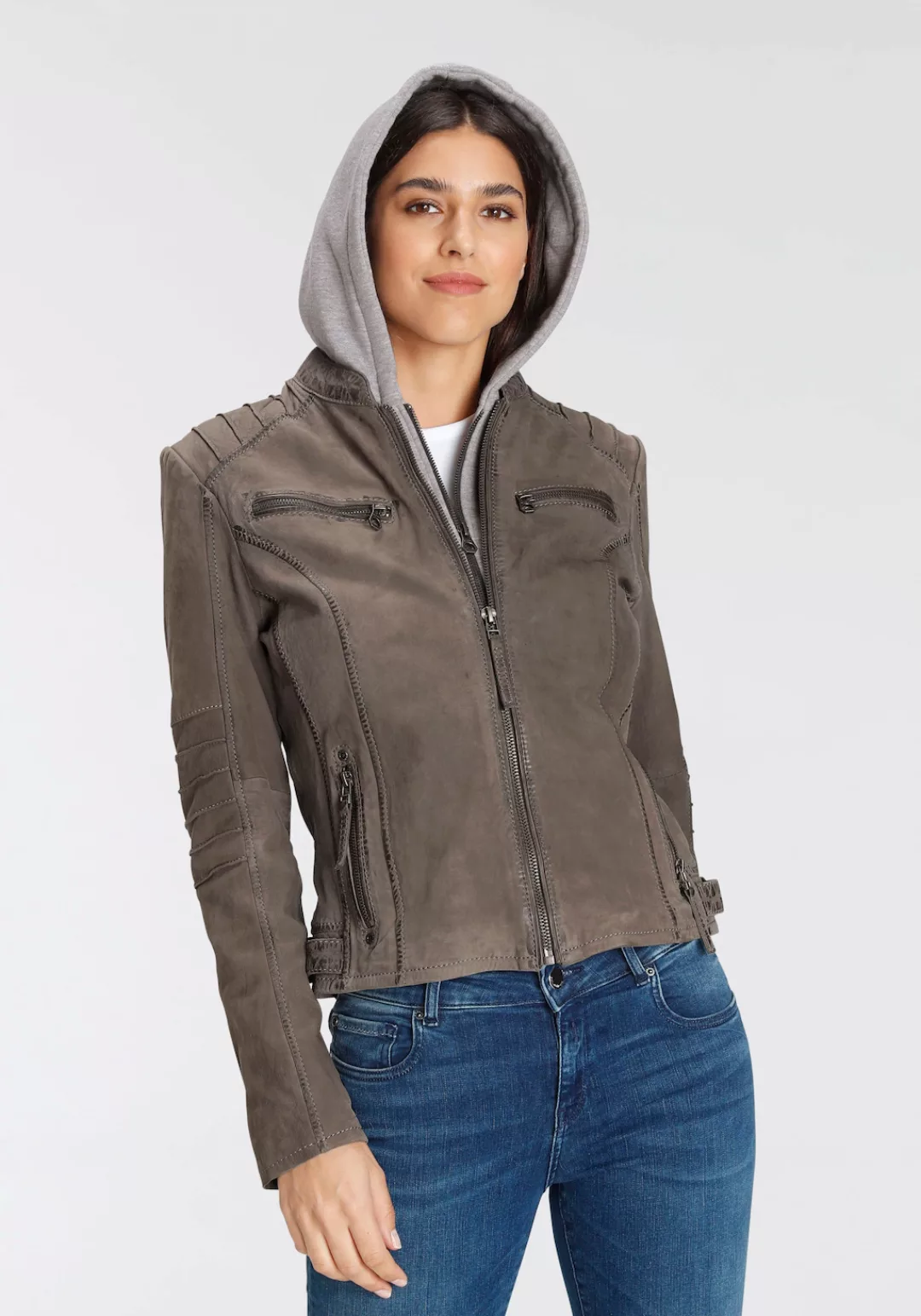 Mauritius Lederjacke "NOLAH", mit Kapuze, Two-in-One Style - mit abnehmbare günstig online kaufen