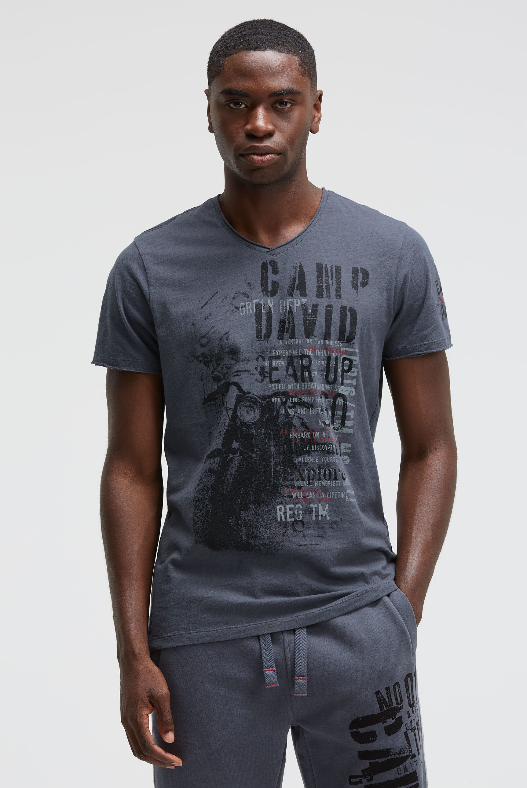 CAMP DAVID V-Shirt, mit offenen Kanten günstig online kaufen