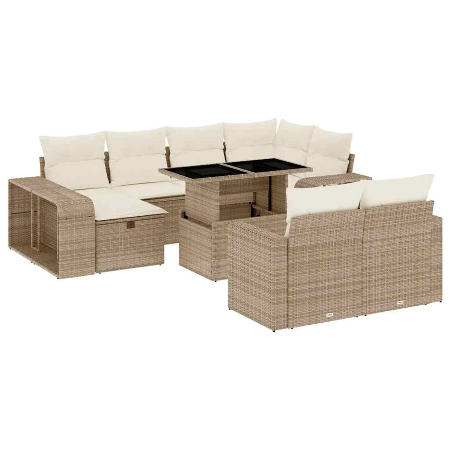 vidaXL 11-Tlg Garten-Sofagarnitur mit Kissen Beige Poly Rattan 3276504 günstig online kaufen
