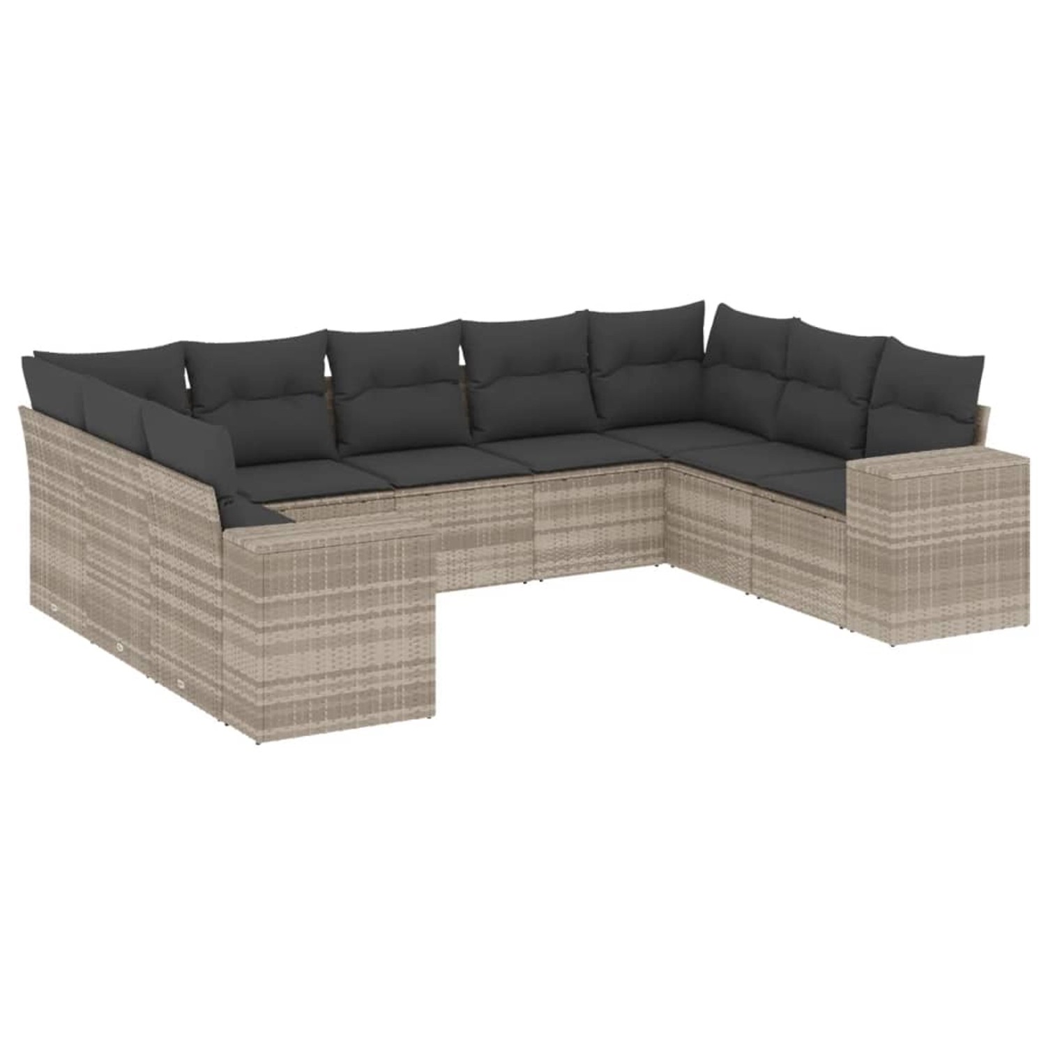 vidaXL 9-Tlg Garten-Sofagarnitur mit Kissen Hellgrau Poly Rattan 3255339 günstig online kaufen