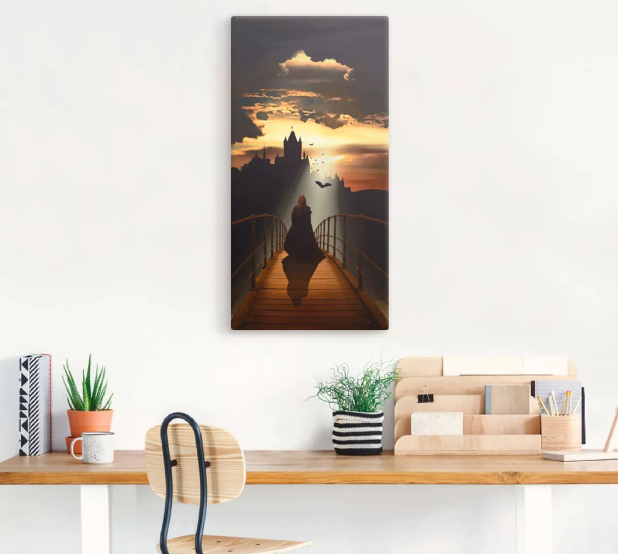 Artland Wandbild "Der Mönch auf dem Weg zur Burg", Dark Fantasy, (1 St.), a günstig online kaufen