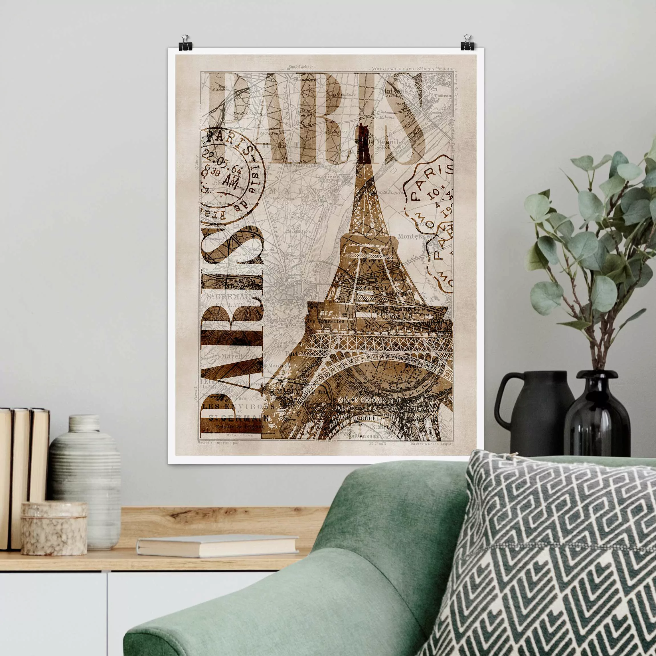 Poster Shabby Chic Collage - Paris günstig online kaufen