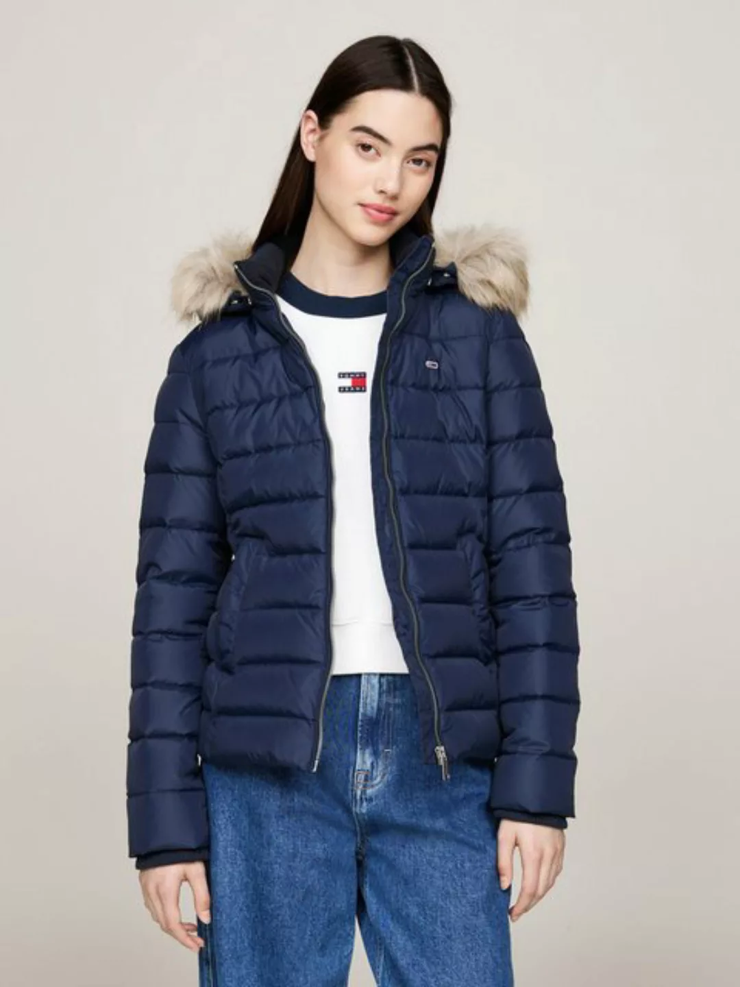 Tommy Jeans Steppjacke TJW BASIC HOODED DOWN JACKET EXT mit Logostickerei günstig online kaufen