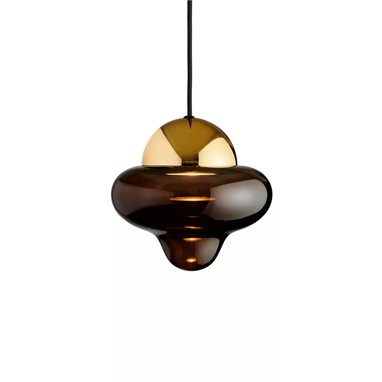 LED-Hängeleuchte Nutty, braun / goldfarben, Ø 18,5 cm, Glas günstig online kaufen