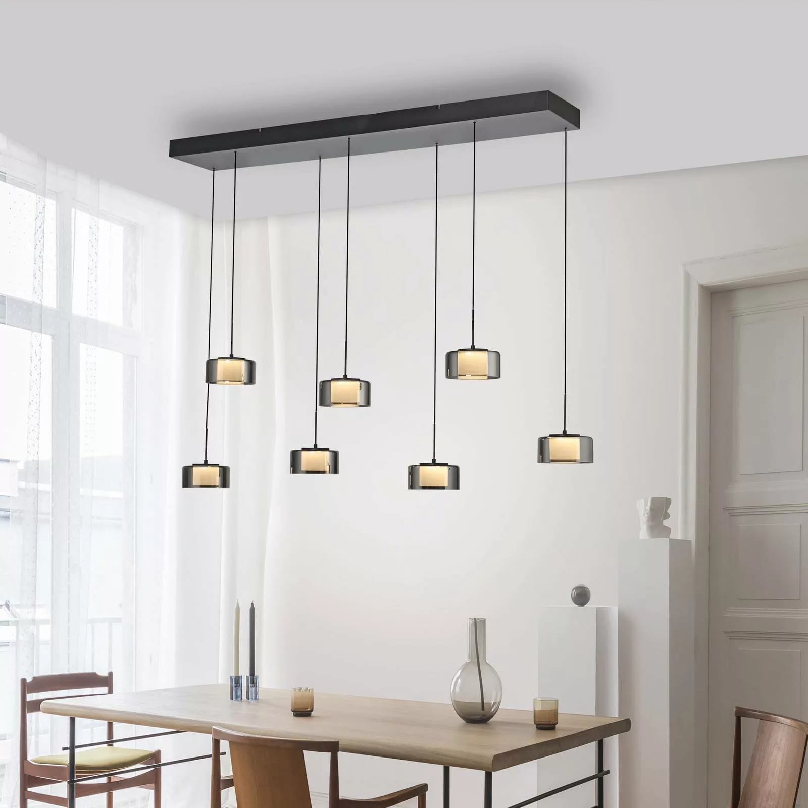 Paul Neuhaus LED-Hängelampe Rika, 135 cm, Glas, dimmbar günstig online kaufen