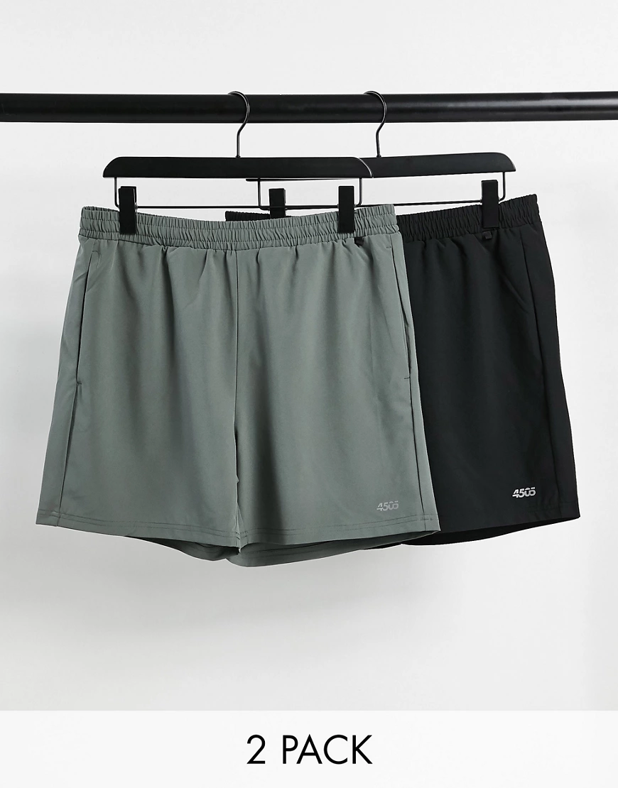 ASOS 4505 – Schnelltrocknende, mittellange Trainingshorts im 2er-Set-Schwar günstig online kaufen