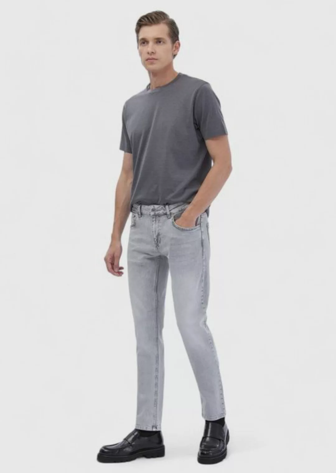 RAMSEY Regular-fit-Jeans Graue Slim Fit Denim Baumwollmischung Hose günstig online kaufen