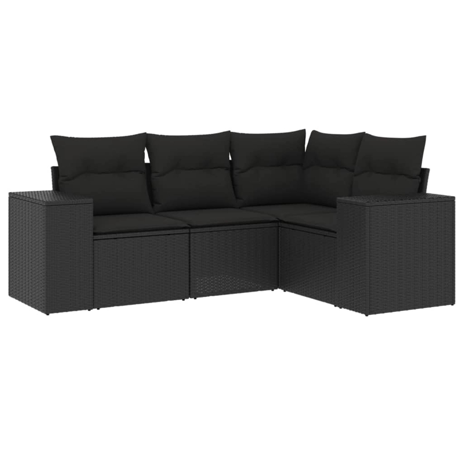 vidaXL 4-tlg Garten-Sofagarnitur mit Kissen Schwarz Poly Rattan Modell 64 günstig online kaufen