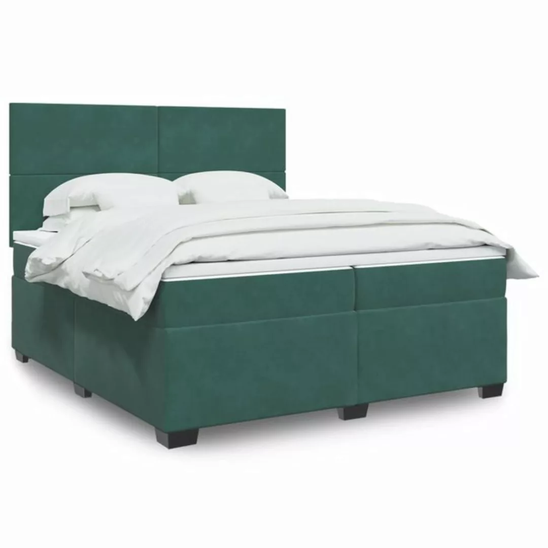 furnicato Bettgestell Boxspringbett mit Matratze Dunkelgrün 200x200 cm Samt günstig online kaufen