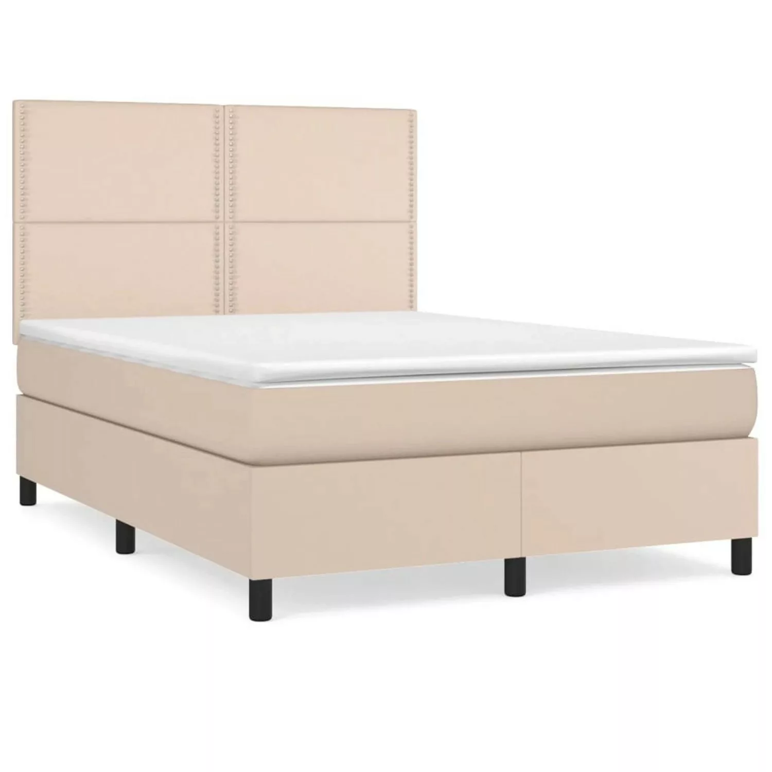 Vidaxl Boxspringbett Matratze Cappuccino-braun 140x200cm Kunstleder günstig online kaufen