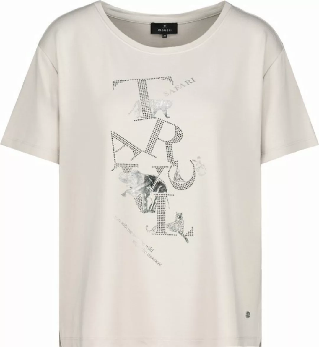 Monari T-Shirt mit Glanz-Print und Strass Schrift günstig online kaufen