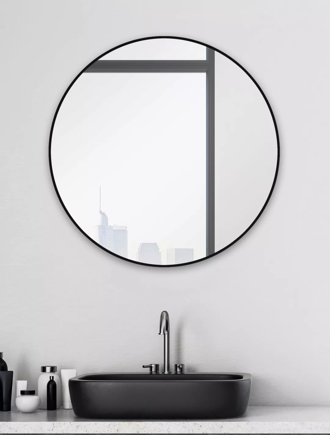 Talos Badspiegel »Black Circle«, (Komplett-Set), Durchmesser: 60 cm günstig online kaufen