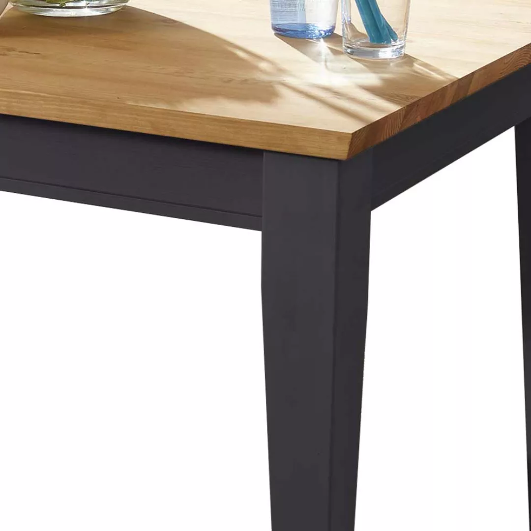 Massivholztisch in Grau und Eichefarben einer Schublade günstig online kaufen