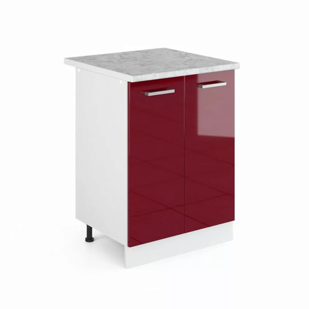 Vicco Unterschrank 60 cm mit Arbeitsplatte Bordeaux Hochglanz bordeaux günstig online kaufen