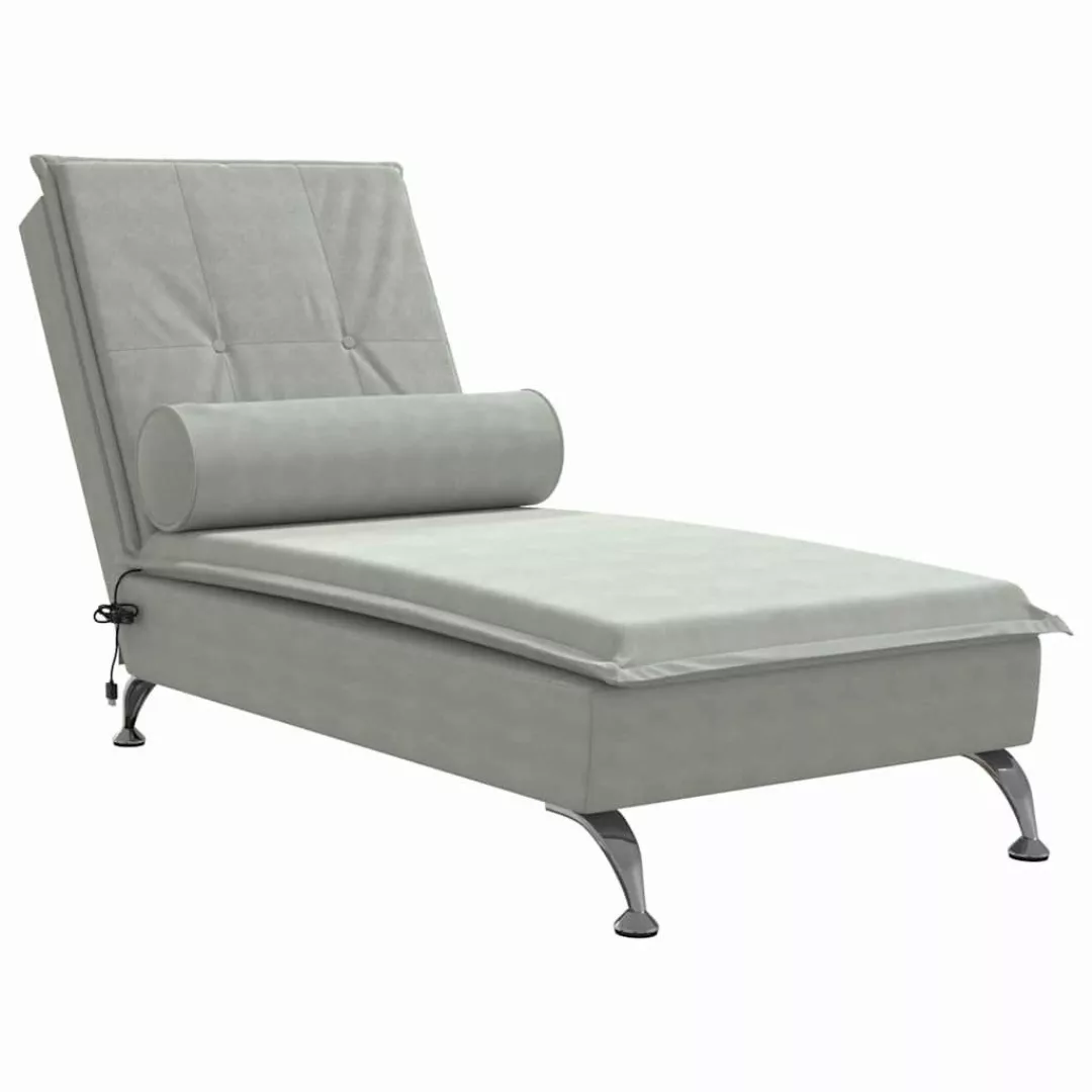 vidaXL Chaiselongue Massage-Chaiselongue mit Nackenrolle Hellgrau günstig online kaufen