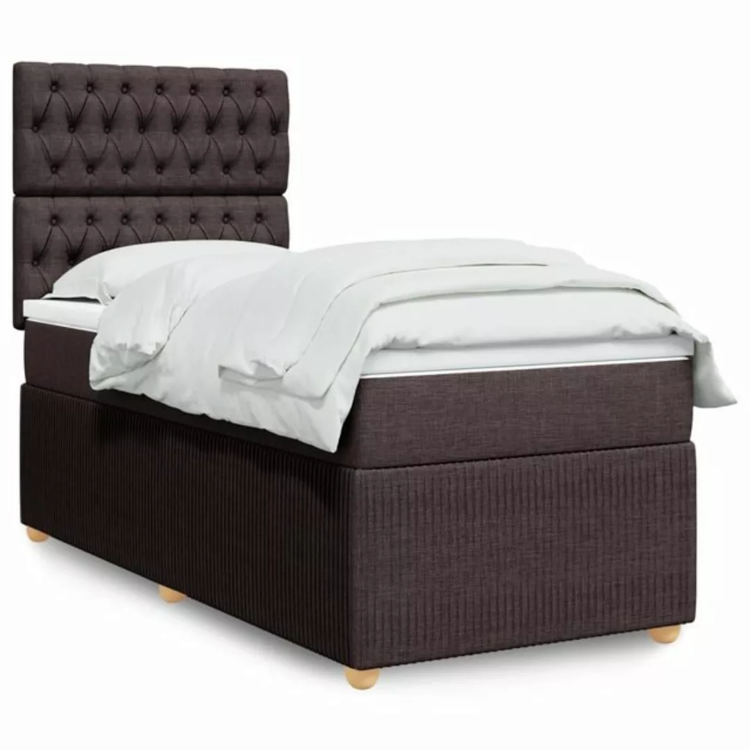 vidaXL Boxspringbett, Boxspringbett mit Matratze Dunkelbraun 90x200 cm Stof günstig online kaufen