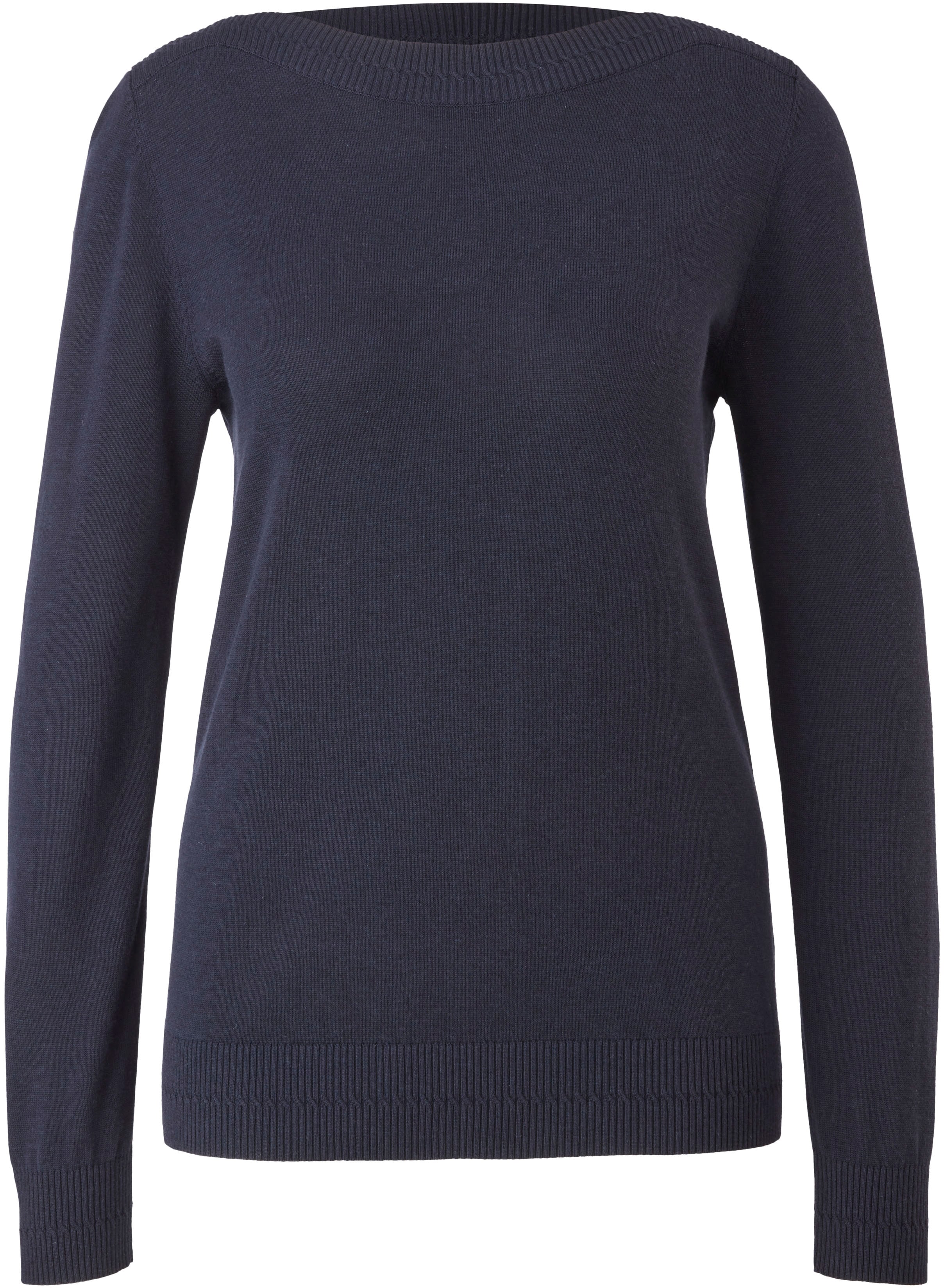 s.Oliver Strickpullover s.Oliver Pullover mit U-Boot-Ausschnitt in Blue (1- günstig online kaufen