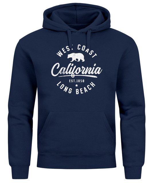 Neverless Hoodie Hoodie Herren Print California Aufdruck Bär Long Beach günstig online kaufen