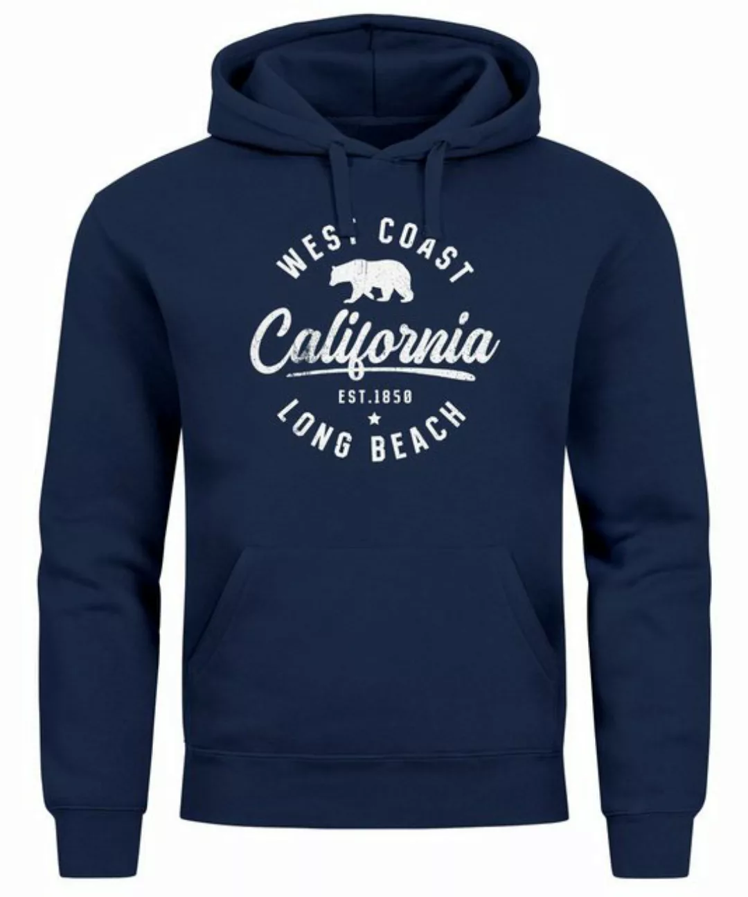 Neverless Hoodie Hoodie Herren Print California Aufdruck Bär Long Beach günstig online kaufen