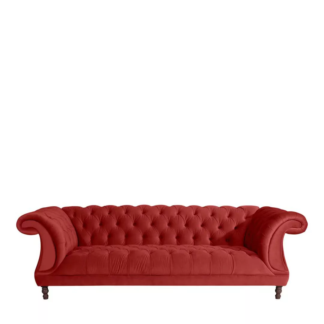 Neobarock Dreisitzer Couch in Ziegel Rot Samtvelours Bezug günstig online kaufen