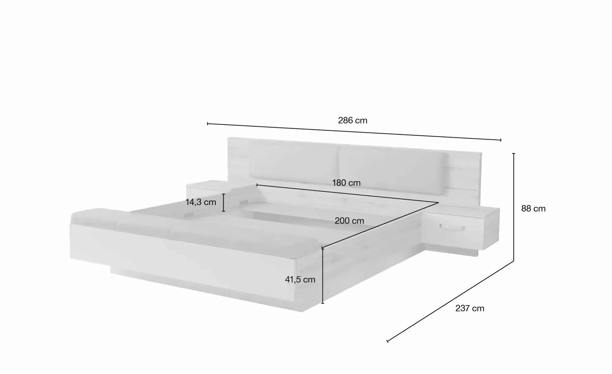 180x200 Bettanlage inkl. Glasbodenbeleuchtung + Polsterkopfteil + Fußbank R günstig online kaufen