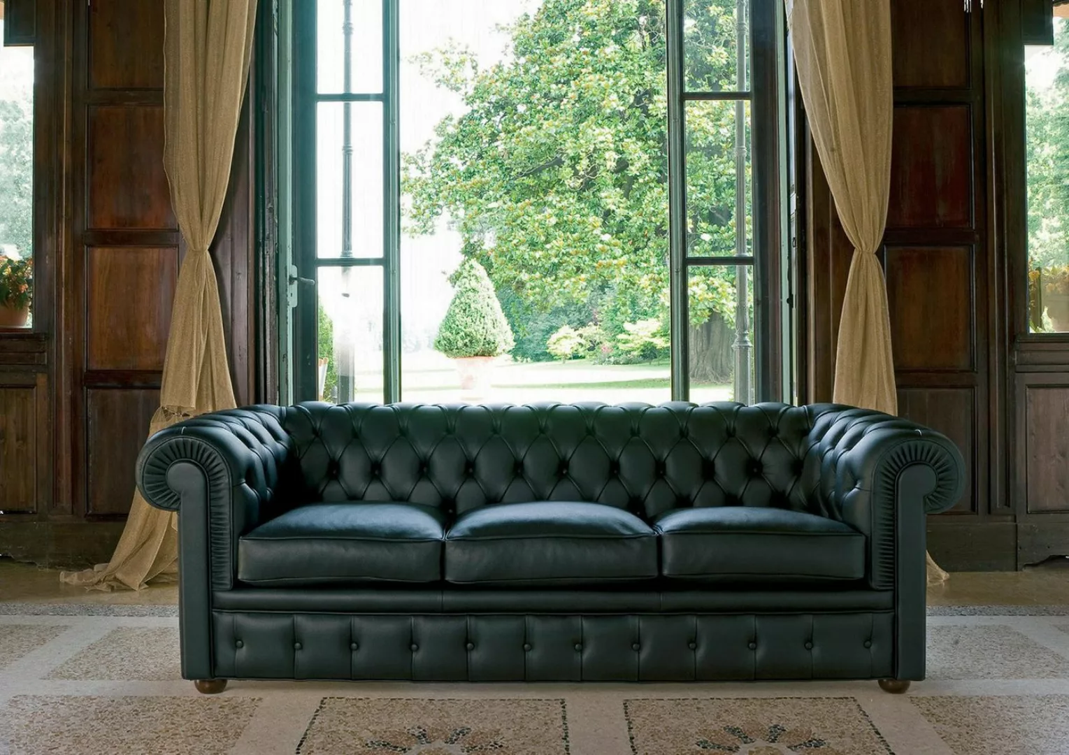 Xlmoebel Sofa Neues 3-Sitzer Ledersofa im klassischen Chesterfield-Stil, He günstig online kaufen