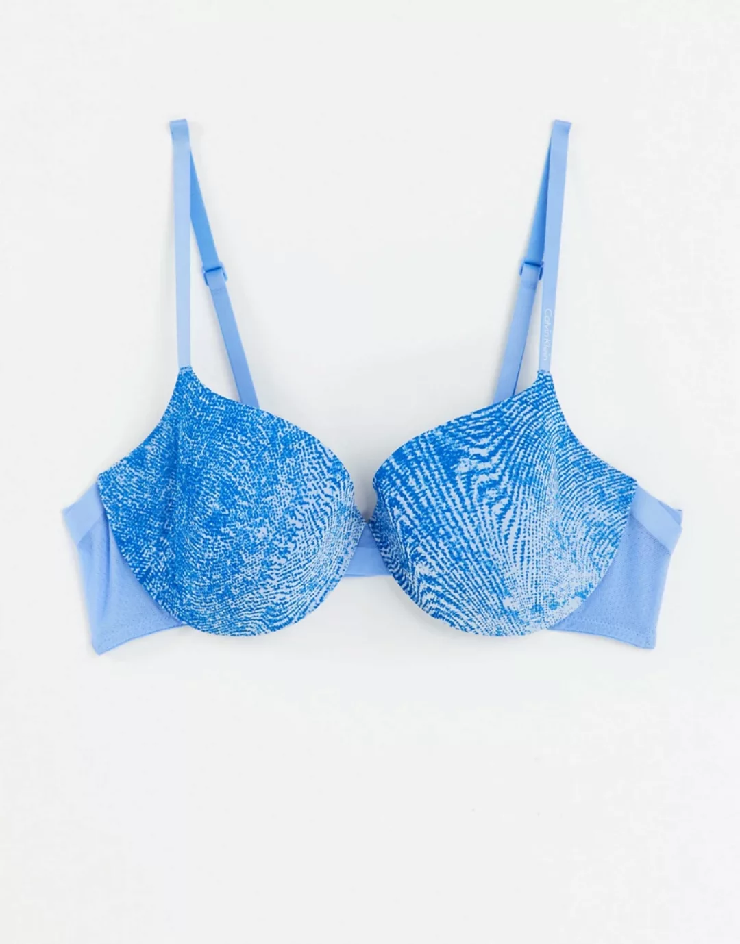Calvin Klein – Leicht gefütterter Halbschalen-BH mit Wellenprint-Blau günstig online kaufen