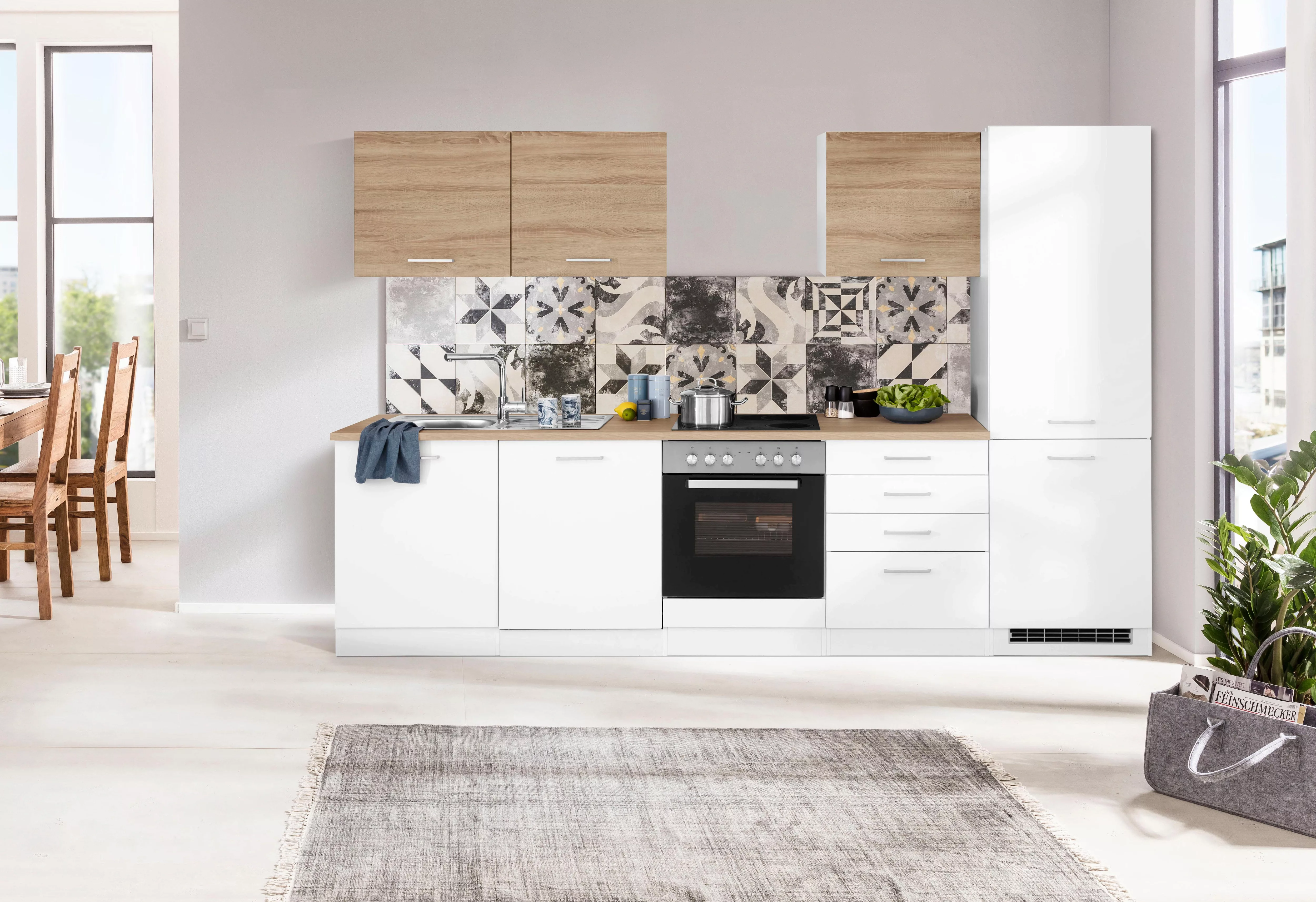 HELD MÖBEL Küchenzeile »Visby«, ohne E-Geräte, 300 cm, für Kühl/Gefrierkomb günstig online kaufen