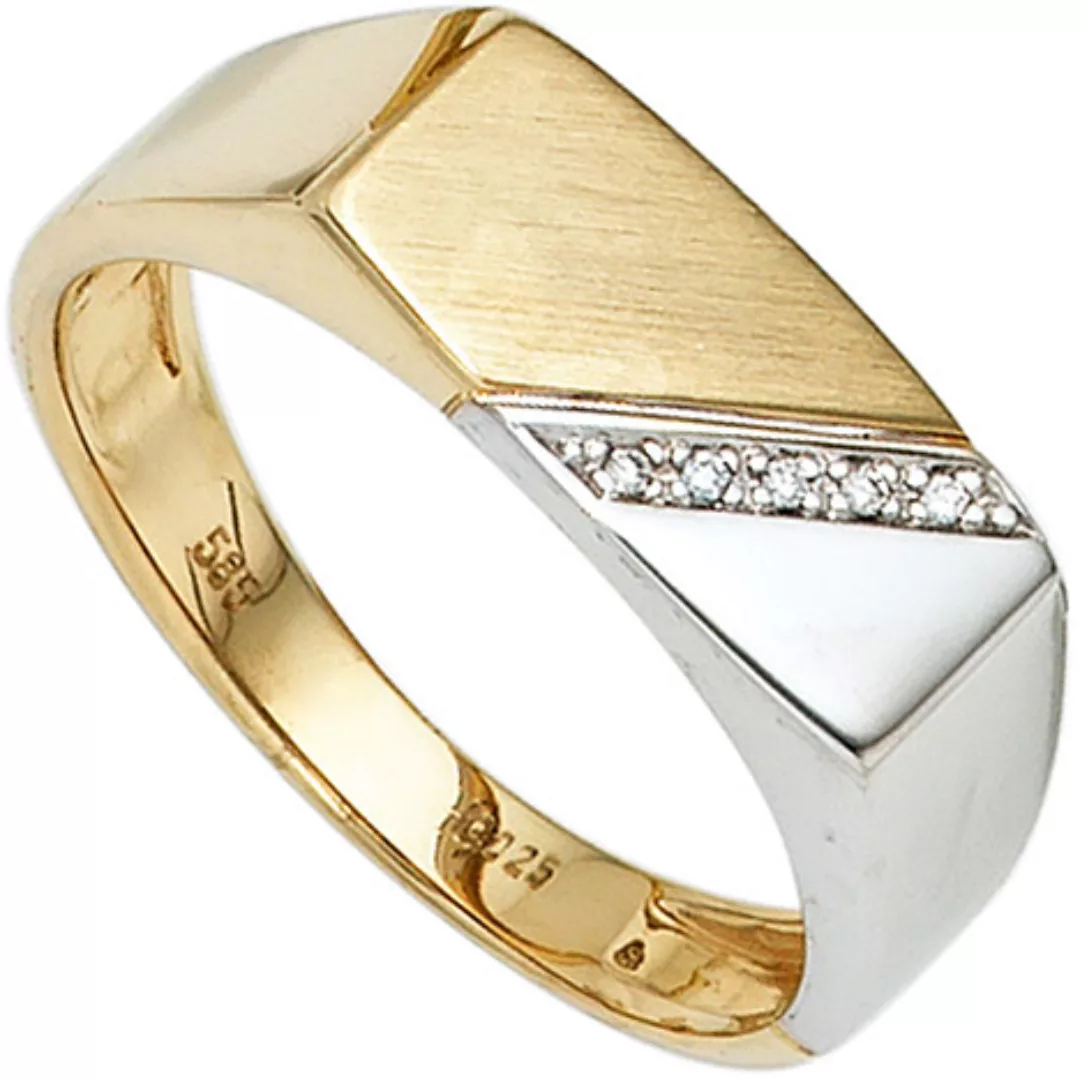 SIGO Herren Ring 585 Gold Gelbgold Weißgold bicolor 5 Diamanten Herrenring günstig online kaufen