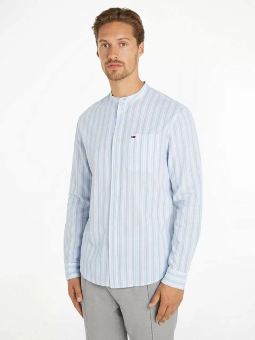 Tommy Jeans Langarmhemd TJM MAO STRIPE LINEN BLEND SHIRT günstig online kaufen