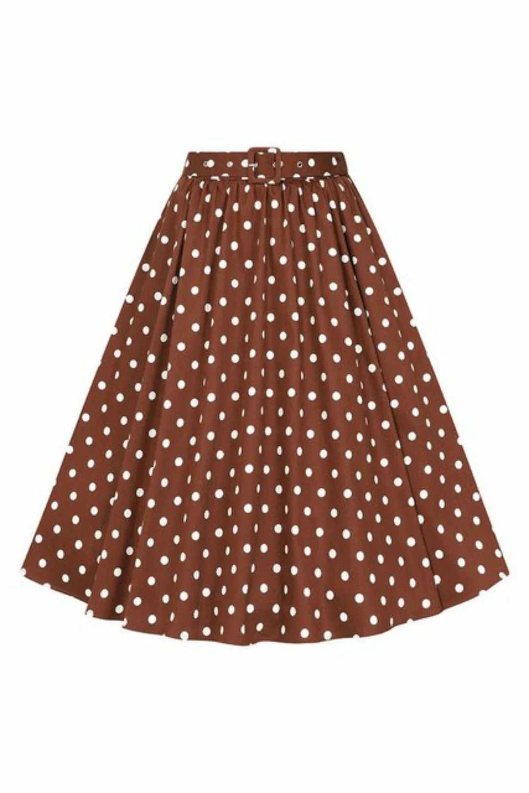 Hearts & Roses London A-Linien-Rock Paula 50er Polka Dot Braun Rockabilly R günstig online kaufen